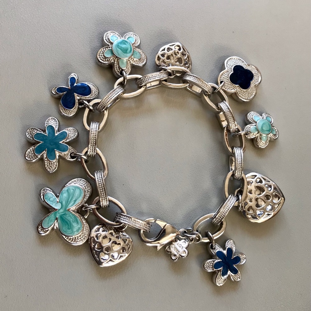 Perfectly Stunning Chunky silver & Enamel Lauren B Adams Charm Bracelet - Picture 7 of 8